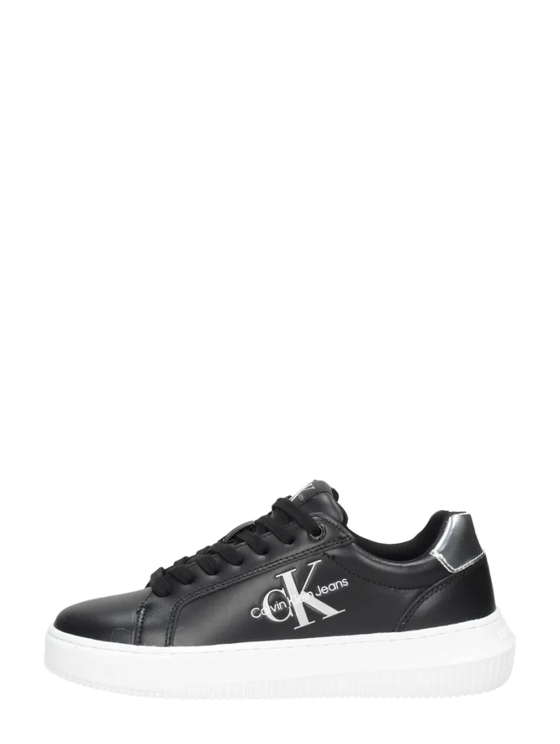 Calvin Klein Chunky Cupsole Mono Lth WN, lage sneakers voor dames in zwart