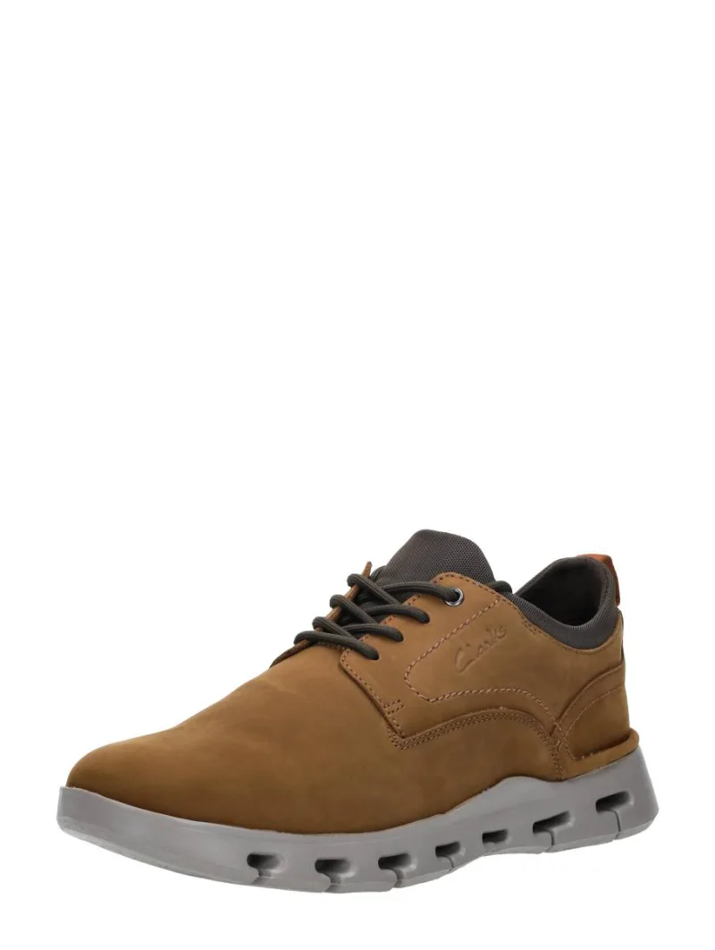 Clarks Nature X Two, lage veterschoenen voor heren in cognac, foto 2 van 2