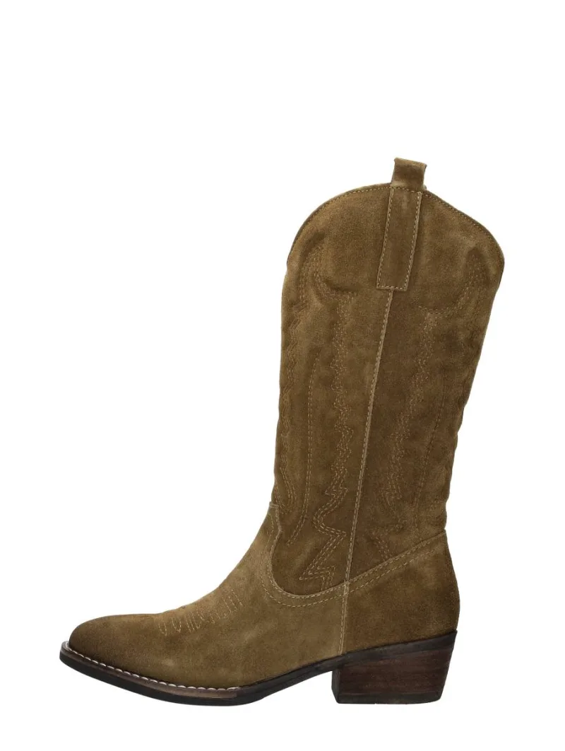 Sub55 Western boots middel bruin, kuitlaarzen voor dames in middelbruin