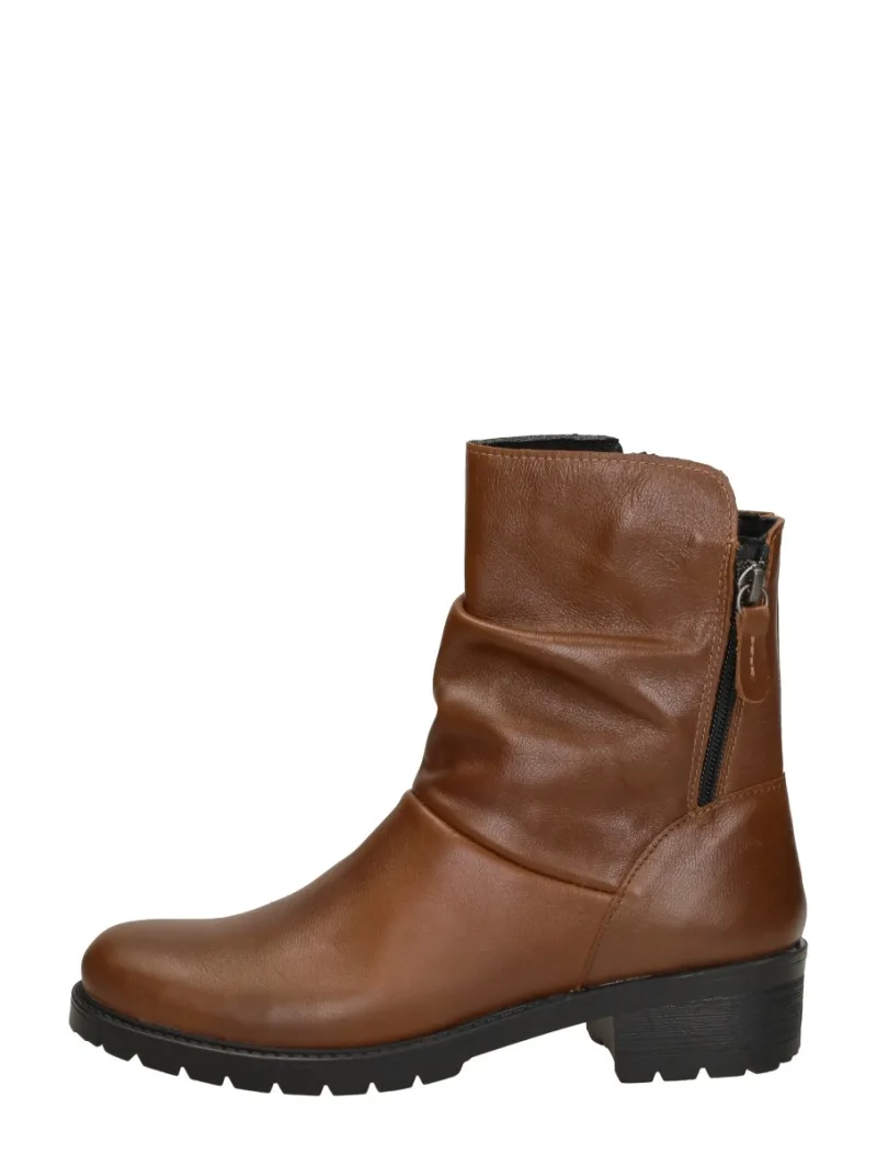 Sub55 Comfort Collection Joe 64, enkellaarsjes plat voor dames in cognac