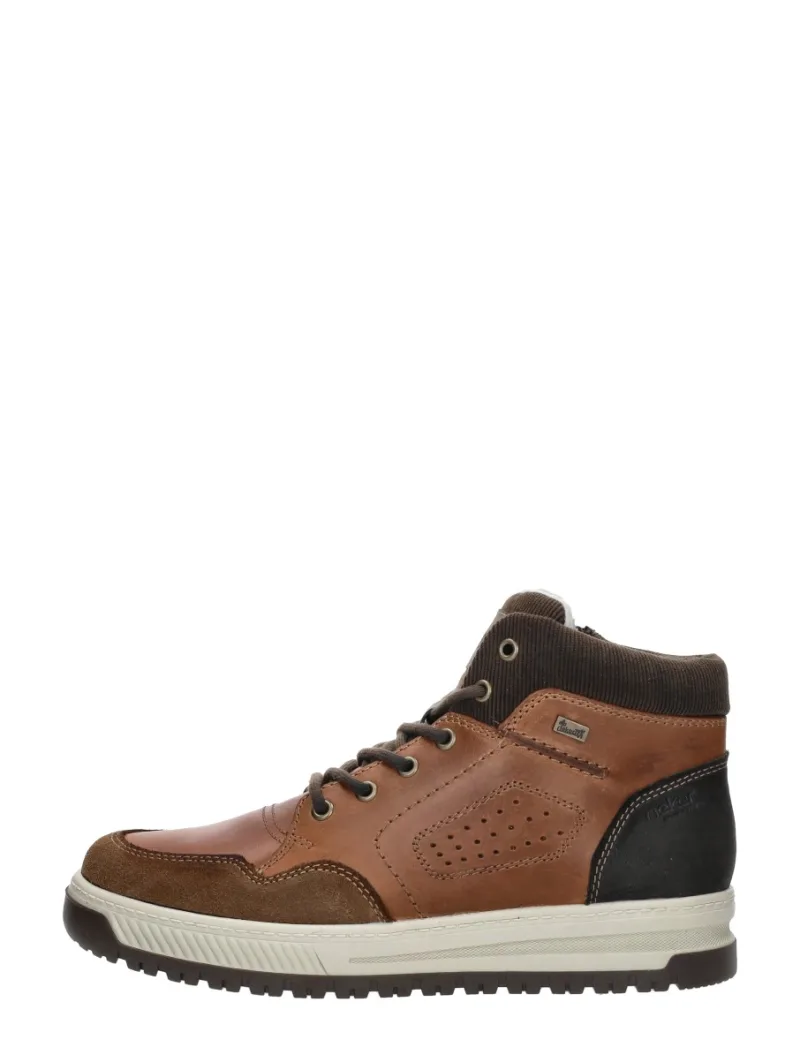 Rieker Veterschoenen Hoog, hoge veterschoenen voor heren in cognac