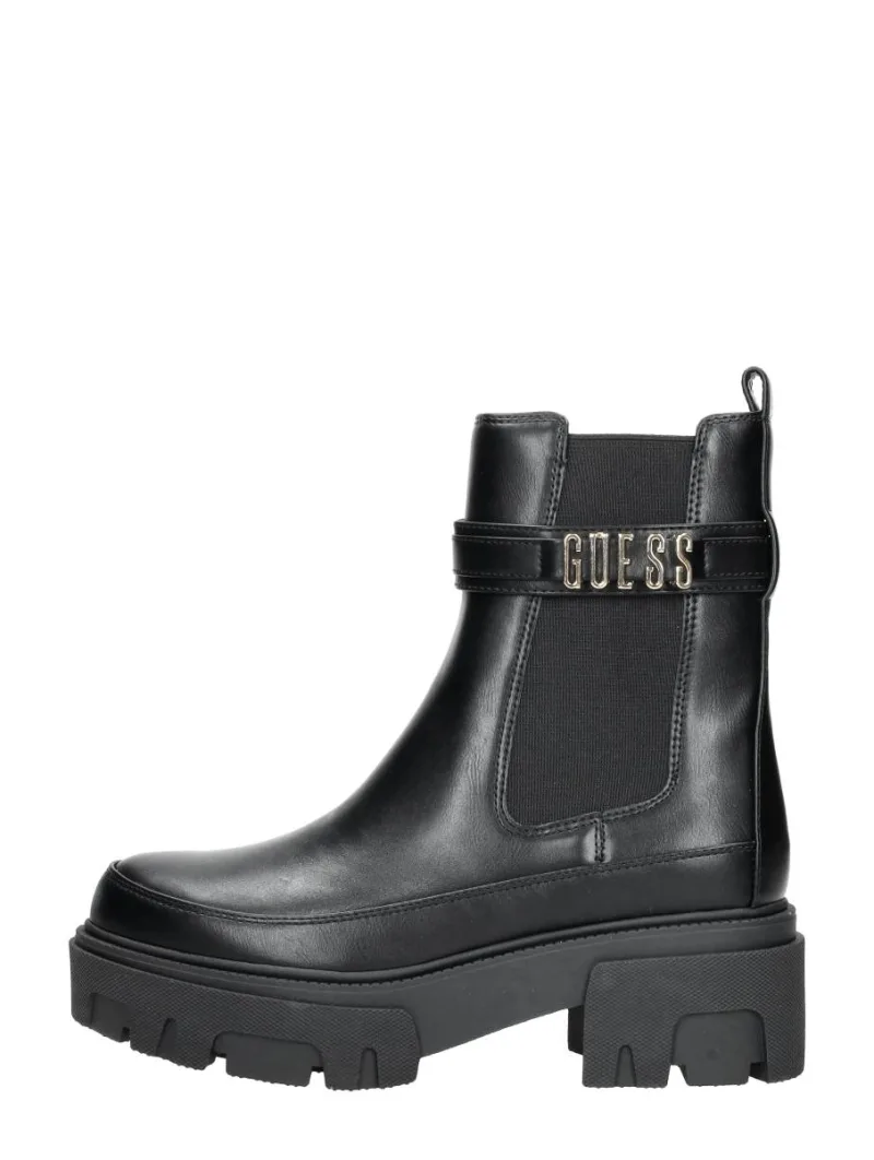 Guess Yelma, enkellaarsjes plat voor dames in zwart