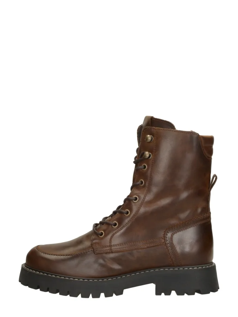 Palpa Stela, hoge veterschoenen voor dames in cognac