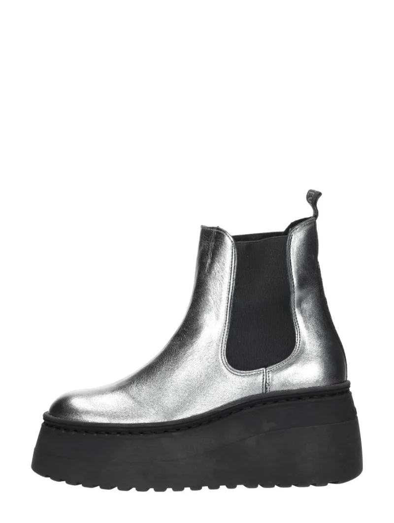 Steve Madden Pegasus zilver, enkellaarsjes plat voor dames in zilverkleur