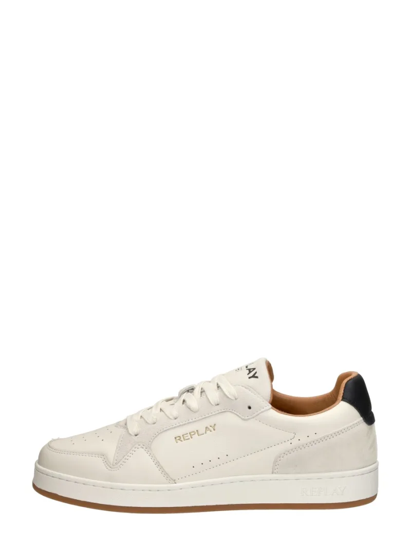 Replay Smash Fine, lage sneakers voor heren in gebroken wit