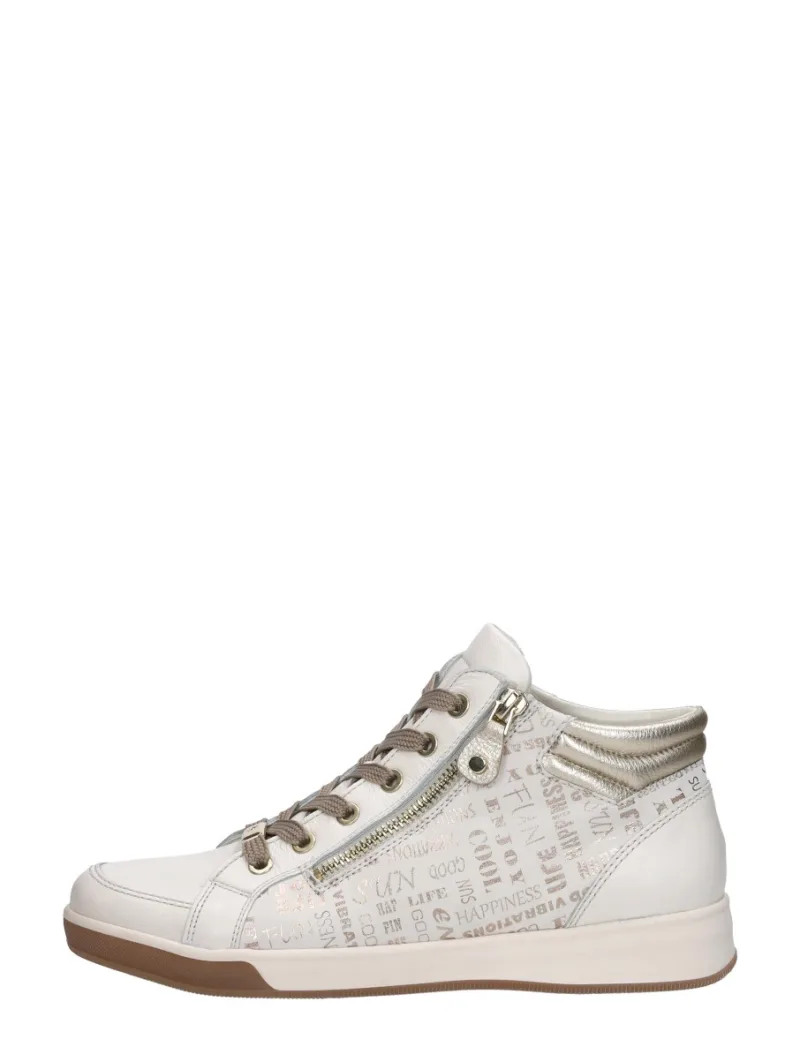 Ara Rom-St-High-Soft, hoge veterschoenen voor dames in wit