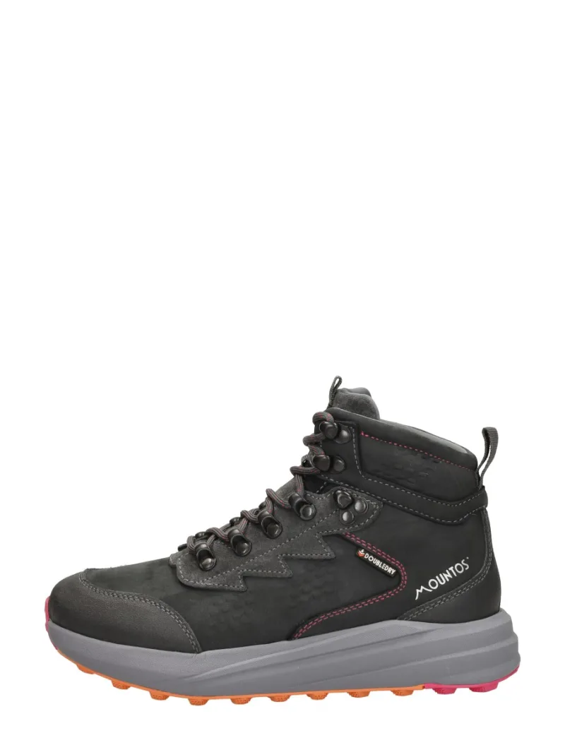 Mountos Orea, hoge veterschoenen voor dames in donkergrijs