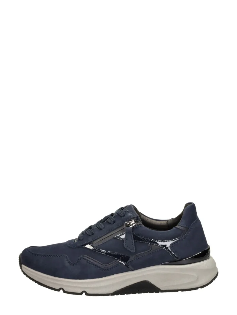 Gabor Rollingsoft, lage veterschoenen voor dames in blauw