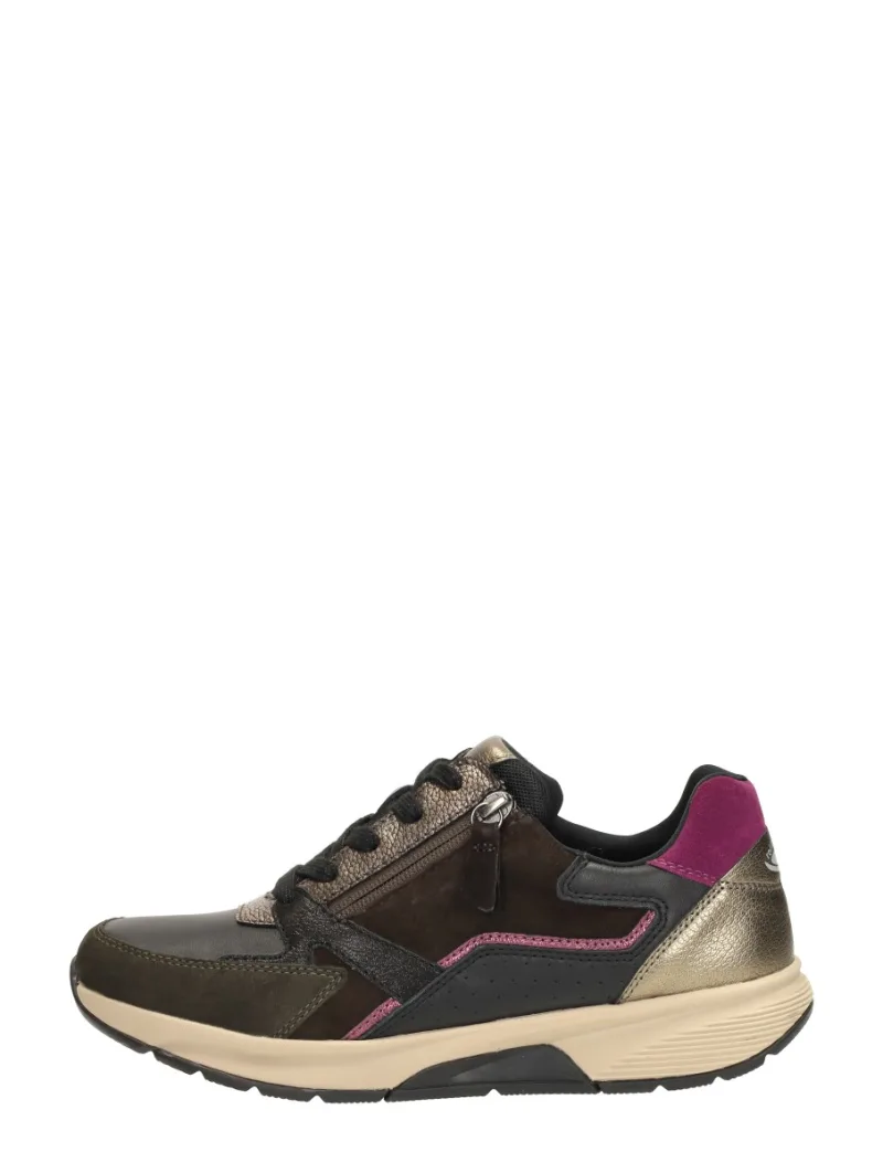 Gabor Rollingsoft, lage veterschoenen voor dames in groen