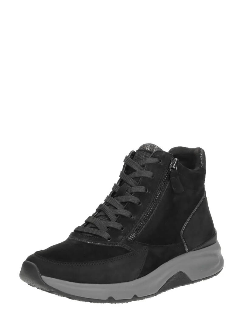 Gabor Rollingsoft, hoge veterschoenen voor dames in zwart, foto 2 van 2