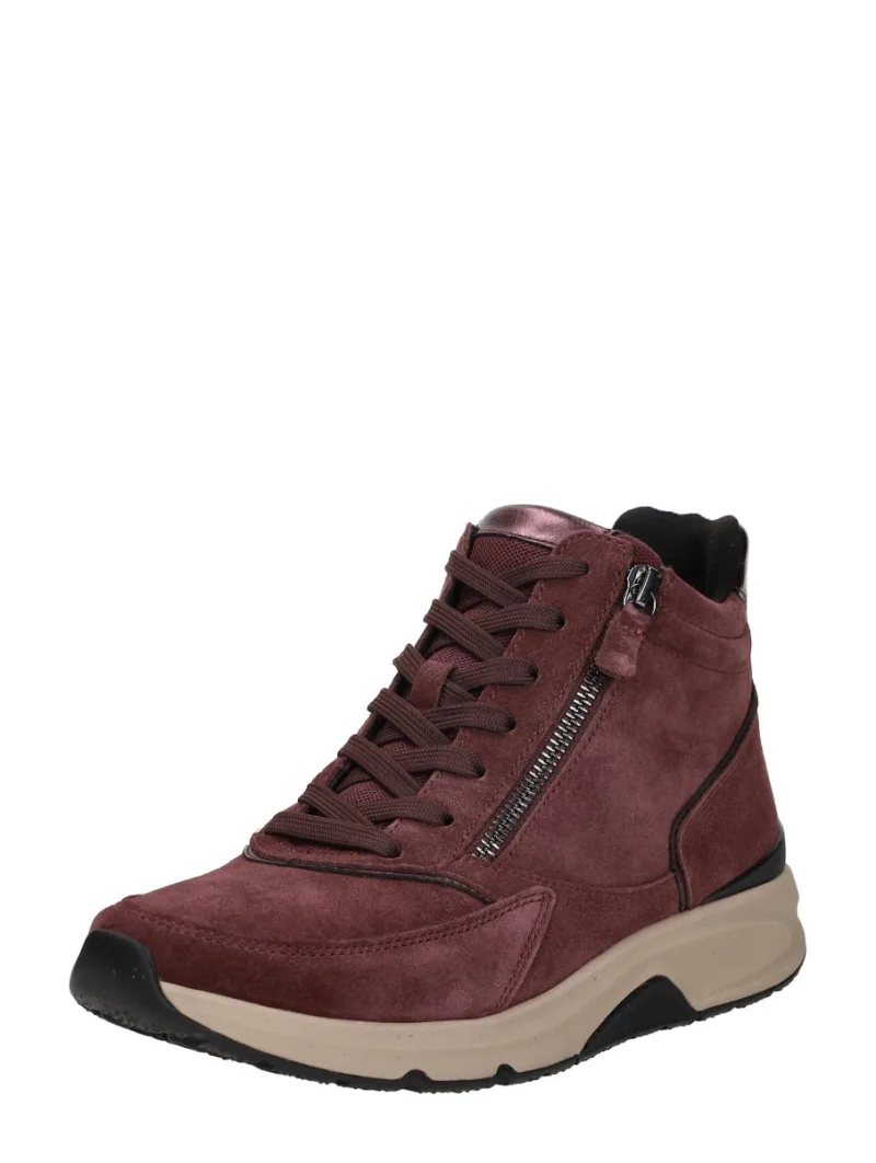 Gabor Rollingsoft, hoge veterschoenen voor dames in bordeaux, foto 2 van 2