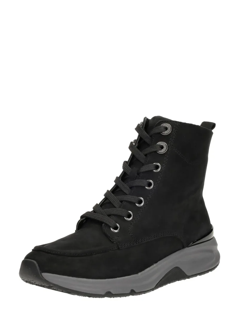 Gabor Rollingsoft, hoge veterschoenen voor dames in zwart, foto 2 van 2