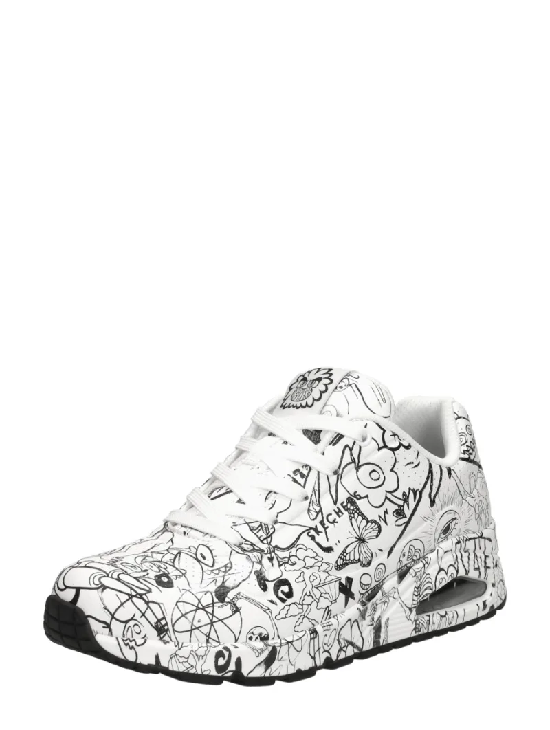 Skechers Uno-Process Sketch, lage veterschoenen voor dames in wit, foto 2 van 2