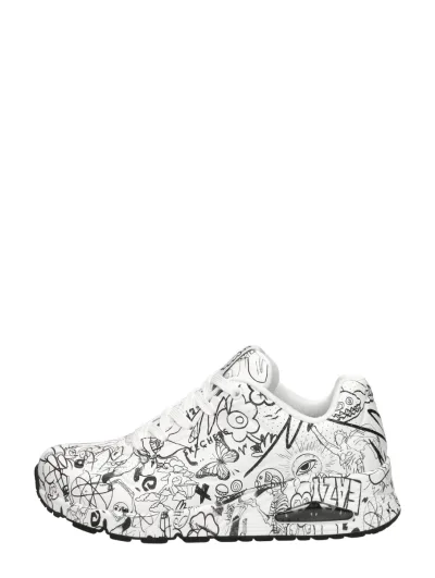 Skechers Uno-Process Sketch, lage veterschoenen voor dames in wit, foto 1 van 4