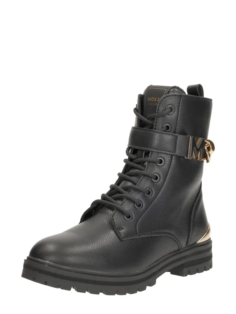 Mexx Prizzy, hoge veterschoenen voor dames in zwart, foto 2 van 2