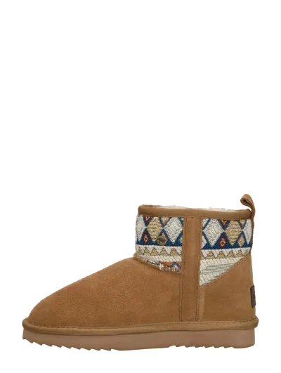 Warmbat Wallaby-Print, enkellaarsjes plat voor dames in cognac, foto 1 van 4