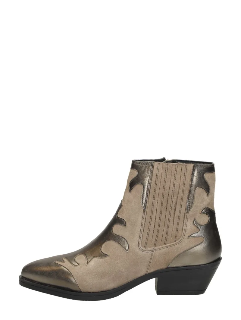 Maruti Tessy, enkellaarsjes hak voor dames in taupe