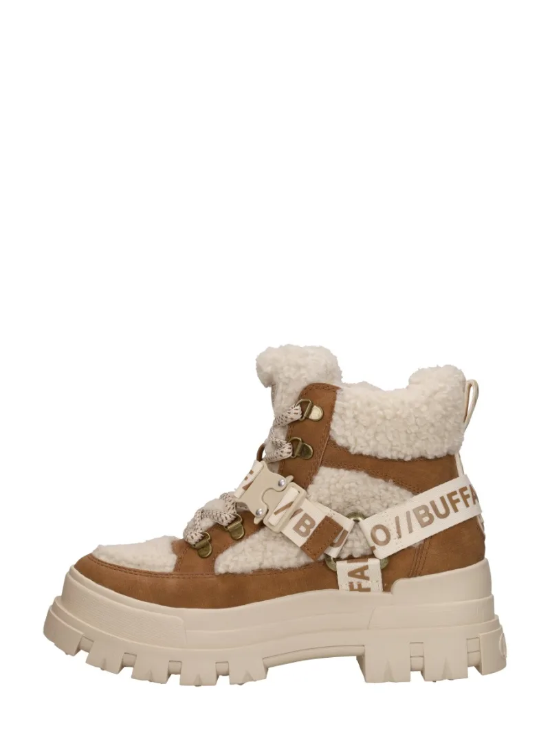 Buffalo Aspha Com1, hoge veterschoenen voor dames in beige