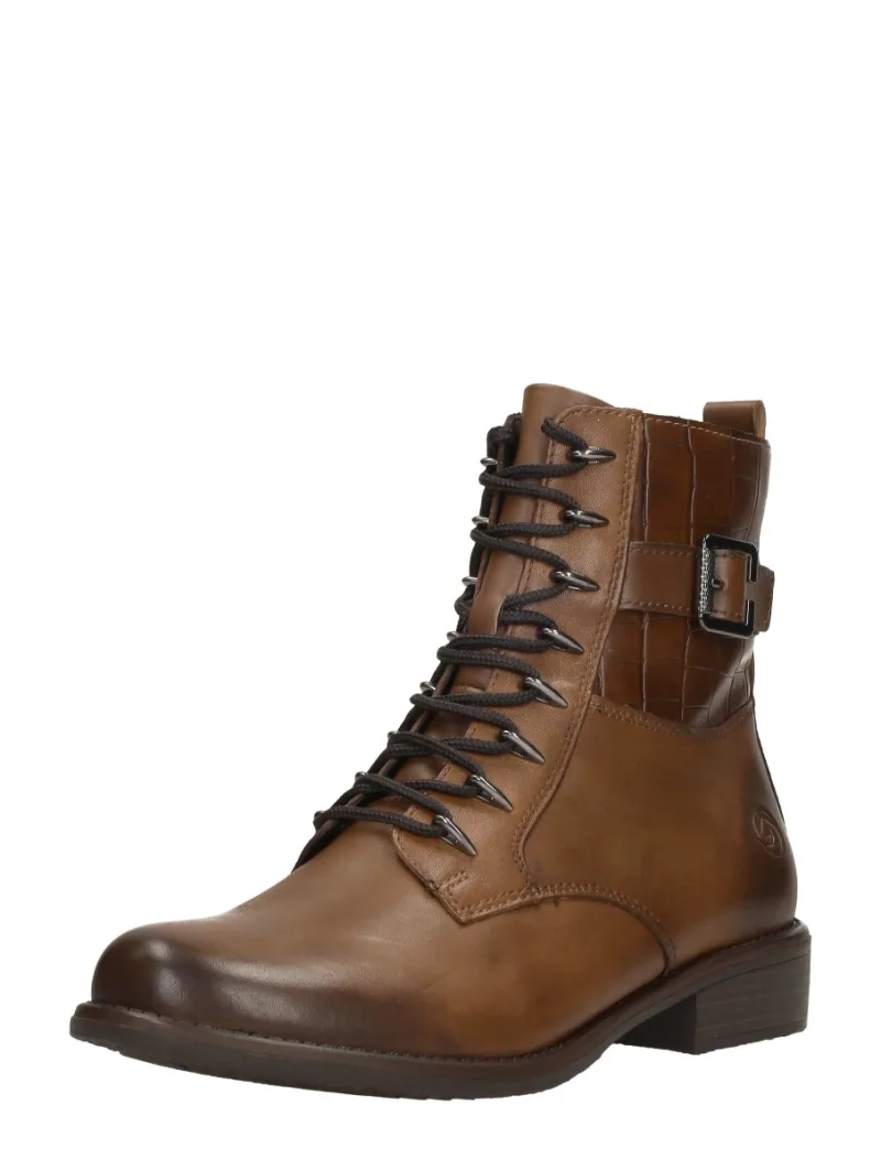 Remonte Veterschoenen Hoog, hoge veterschoenen voor dames in cognac, foto 2 van 2