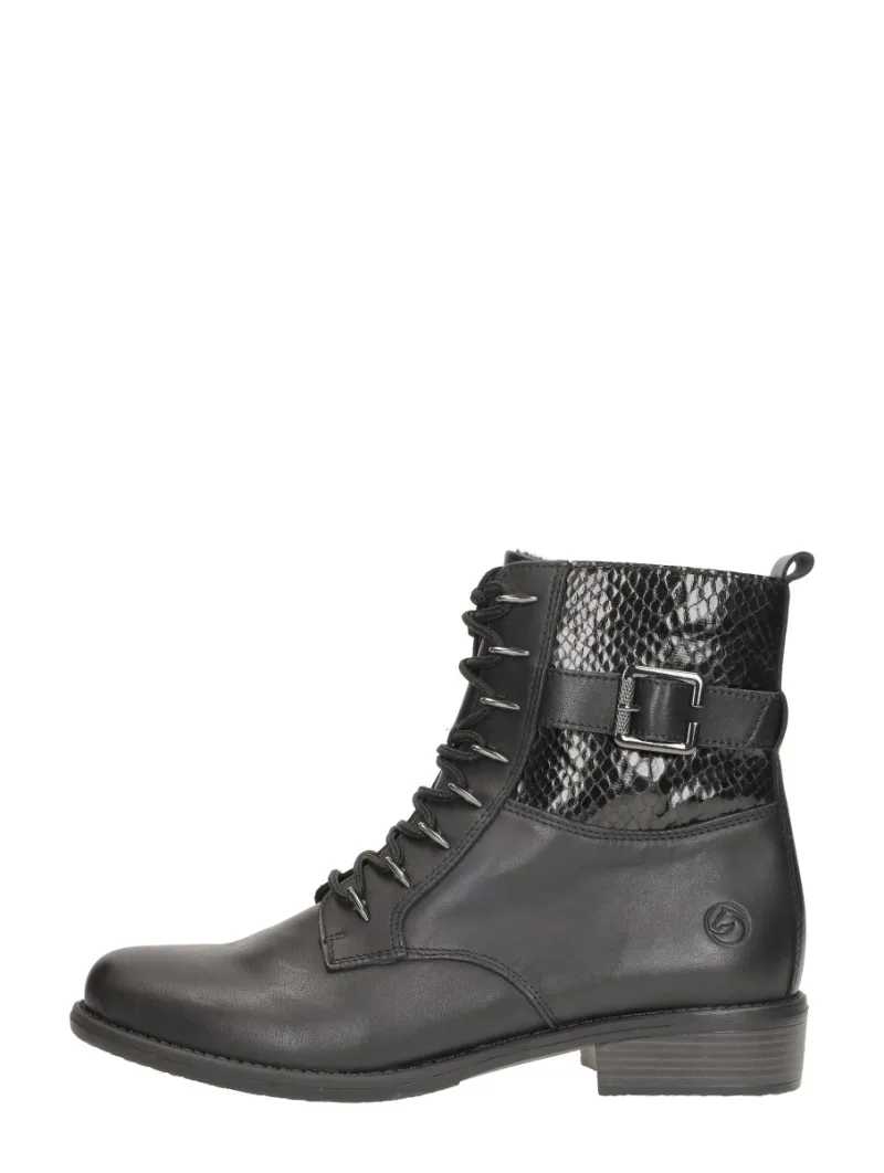 Remonte Veterschoenen Hoog, hoge veterschoenen voor dames in zwart