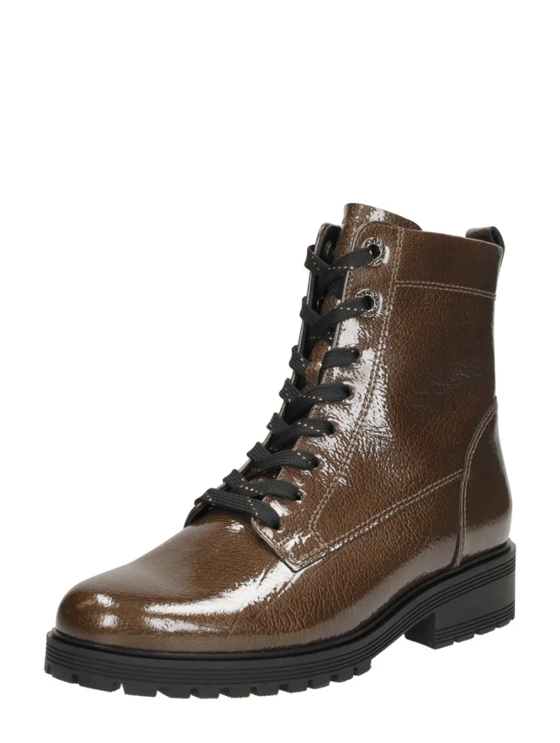 Gabor Veterschoenen Hoog Bruin Lak, hoge veterschoenen voor dames in bruin croco lak, foto 2 van 2