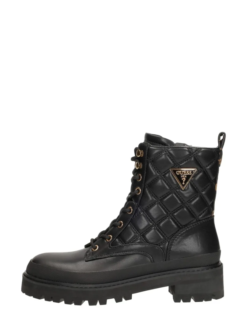 Guess Badae2, hoge veterschoenen voor dames in zwart