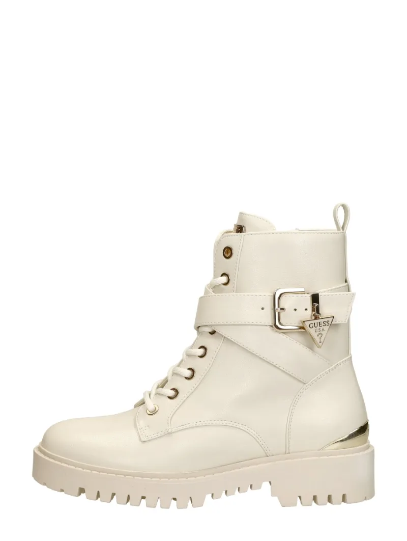 Guess Olsy, hoge veterschoenen voor dames in gebroken wit