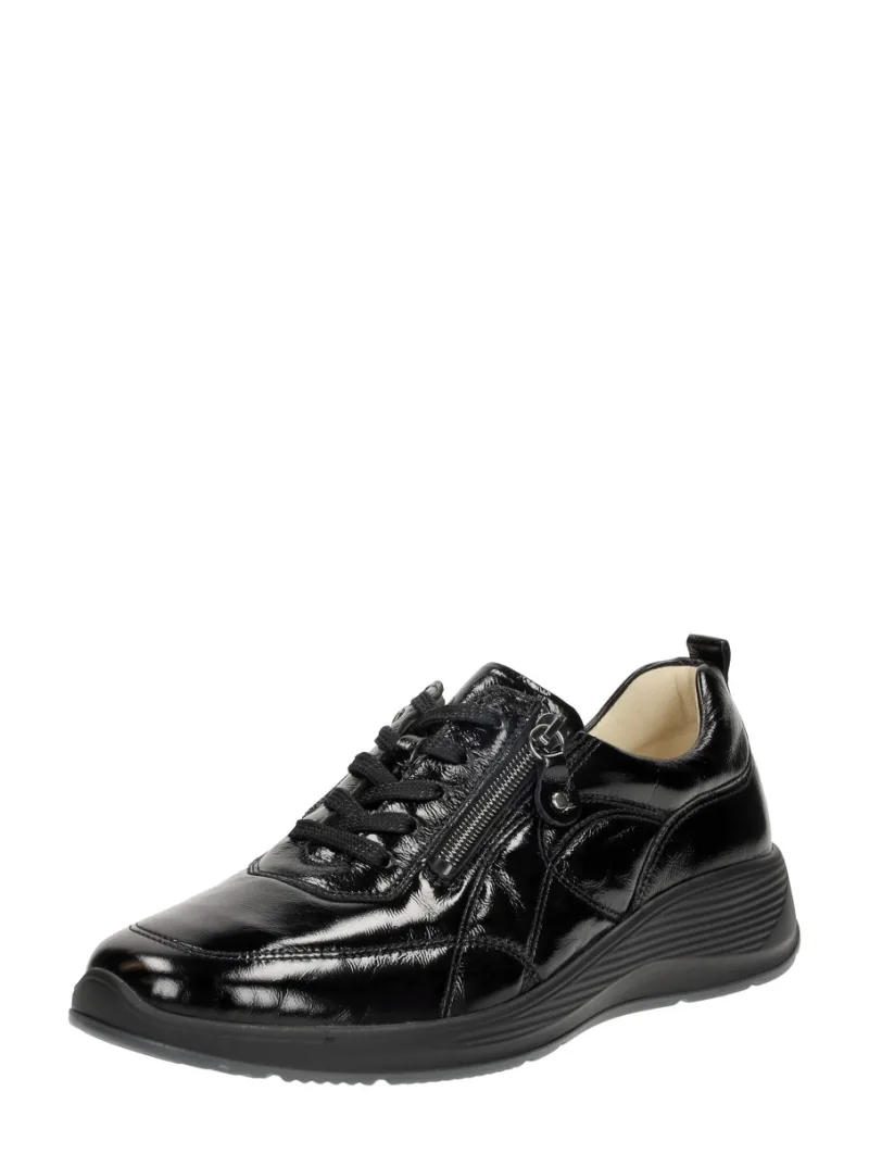 Waldläufer Kalea zwartlak, lage veterschoenen voor dames in zwart lak, foto 2 van 2
