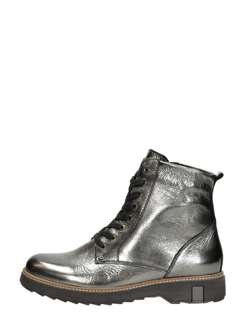 Waldläufer Kitomi zilver, hoge veterschoenen voor dames in zilverkleur