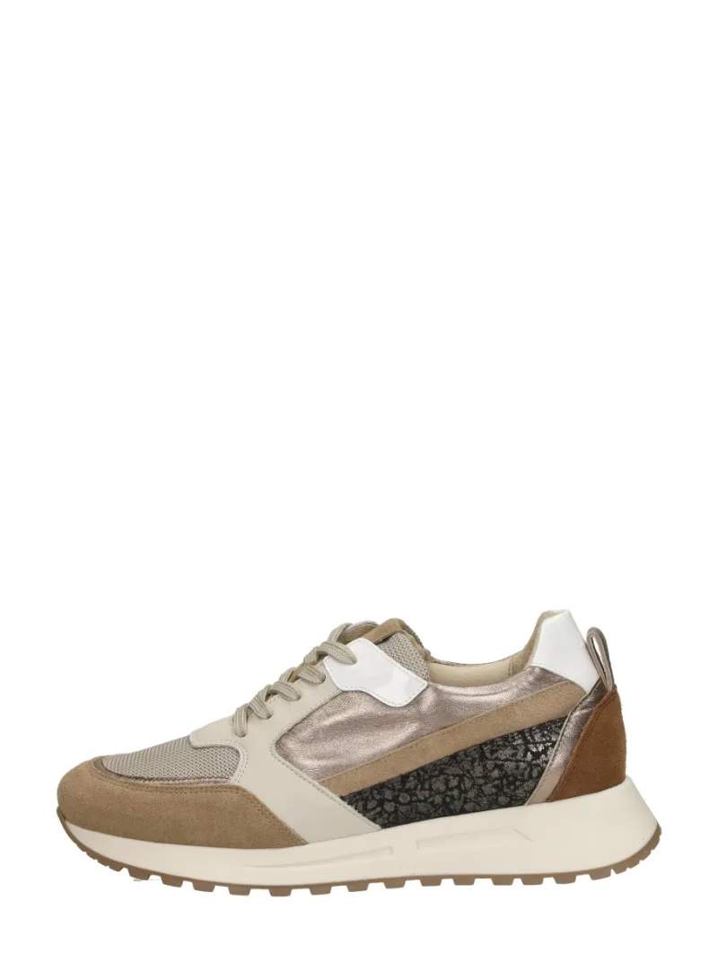 Aqa Sneakers Laag, lage veterschoenen voor dames in beige