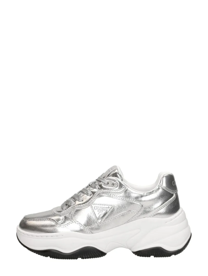 Guess Happy zilver, lage sneakers voor dames in zilverkleur