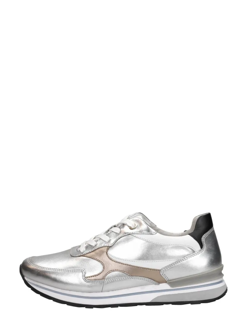 Gabor Sneakers Hoog zilver, lage veterschoenen voor dames in zilverkleur