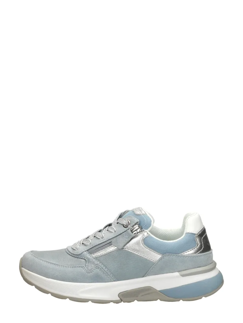 Gabor Rollingsoft, lage veterschoenen voor dames in licht blauw