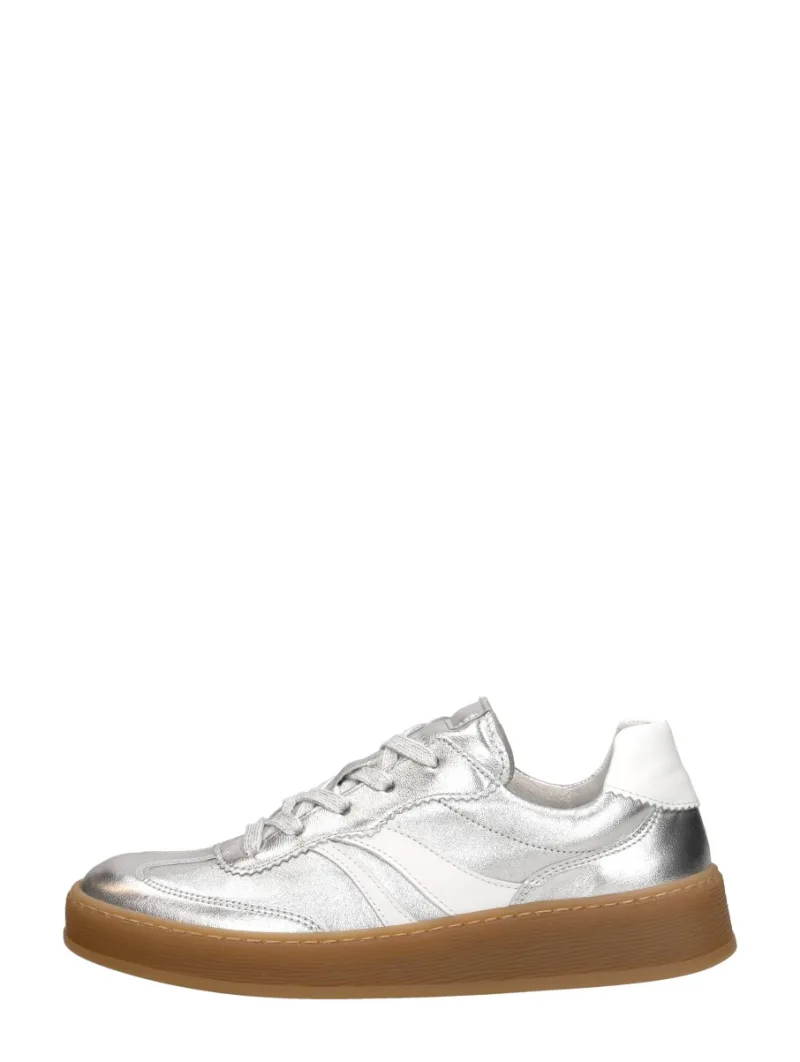 Gabor Sneakers Laag zilver, lage veterschoenen voor dames in zilverkleur