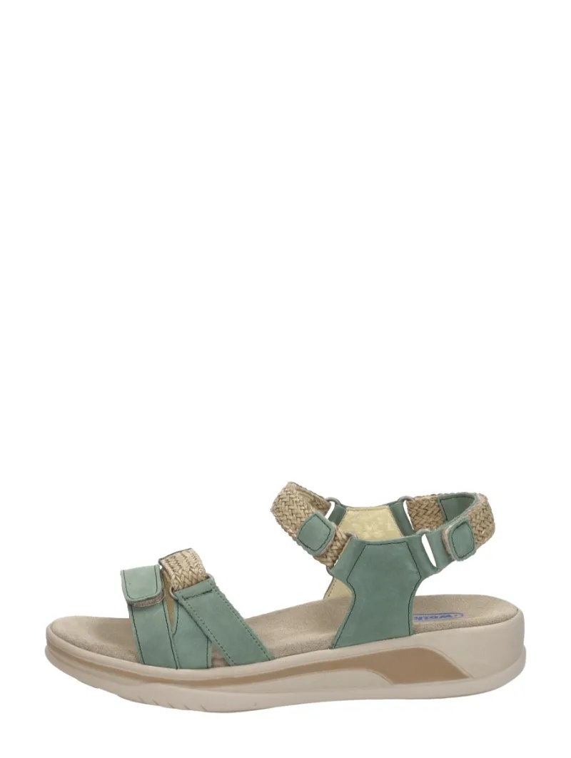 Wolky Acula Gobi, sandalen plat voor dames in groen