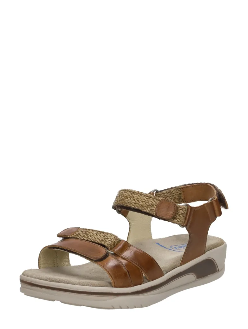 Wolky Acula Softy Wax, sandalen plat voor dames in cognac, foto 2 van 2