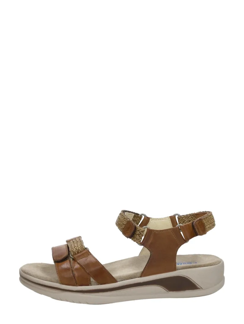 Wolky Acula Softy Wax, sandalen plat voor dames in cognac