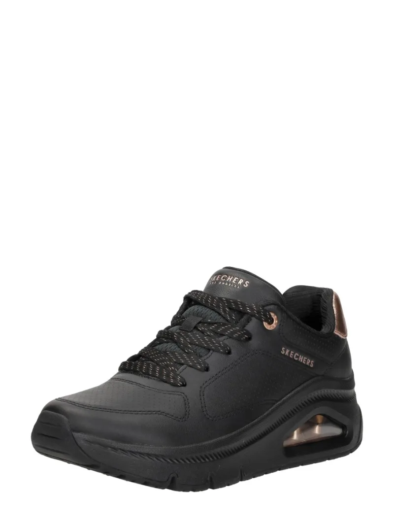 Skechers Uno Icon, lage veterschoenen voor dames in zwart, foto 2 van 2