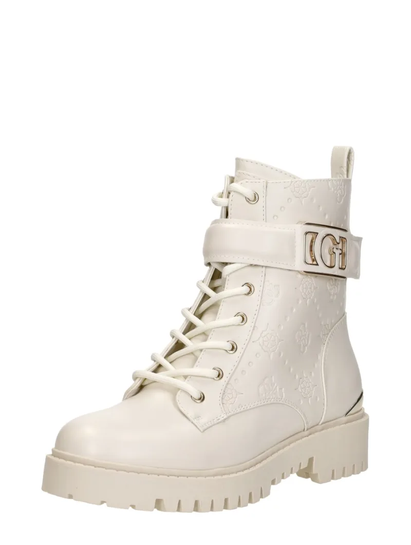 Guess Oranda, hoge veterschoenen voor dames in gebroken wit, foto 2 van 2