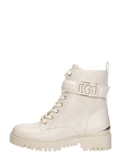 Guess Oranda, hoge veterschoenen voor dames in gebroken wit, foto 1 van 4