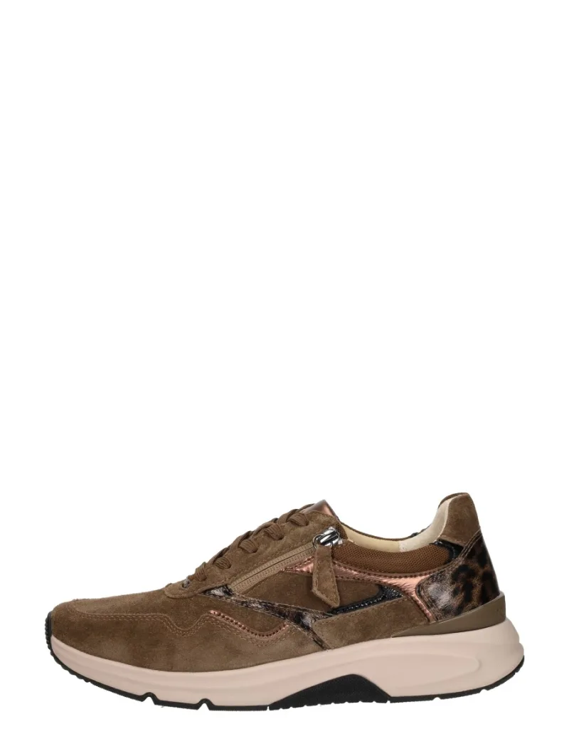 Gabor Rollingsoft, lage veterschoenen voor dames in cognac