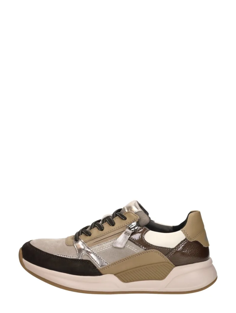 Gabor Rollingsoft, lage veterschoenen voor dames in taupe
