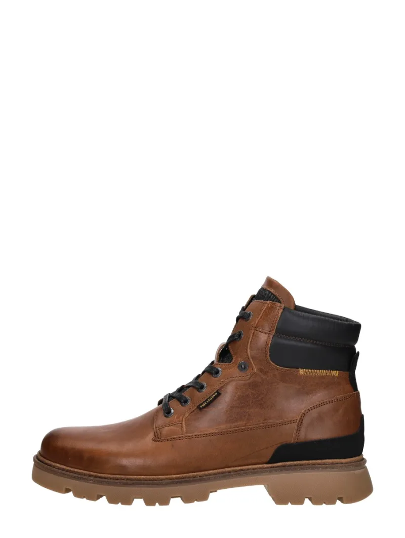PME Legend Dragan, hoge veterschoenen voor heren in cognac