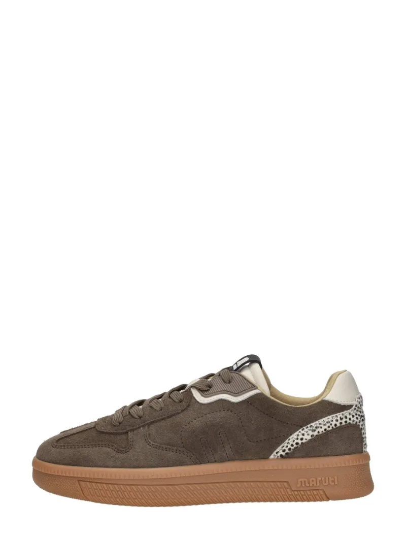 Maruti Yale, lage veterschoenen voor dames in taupe