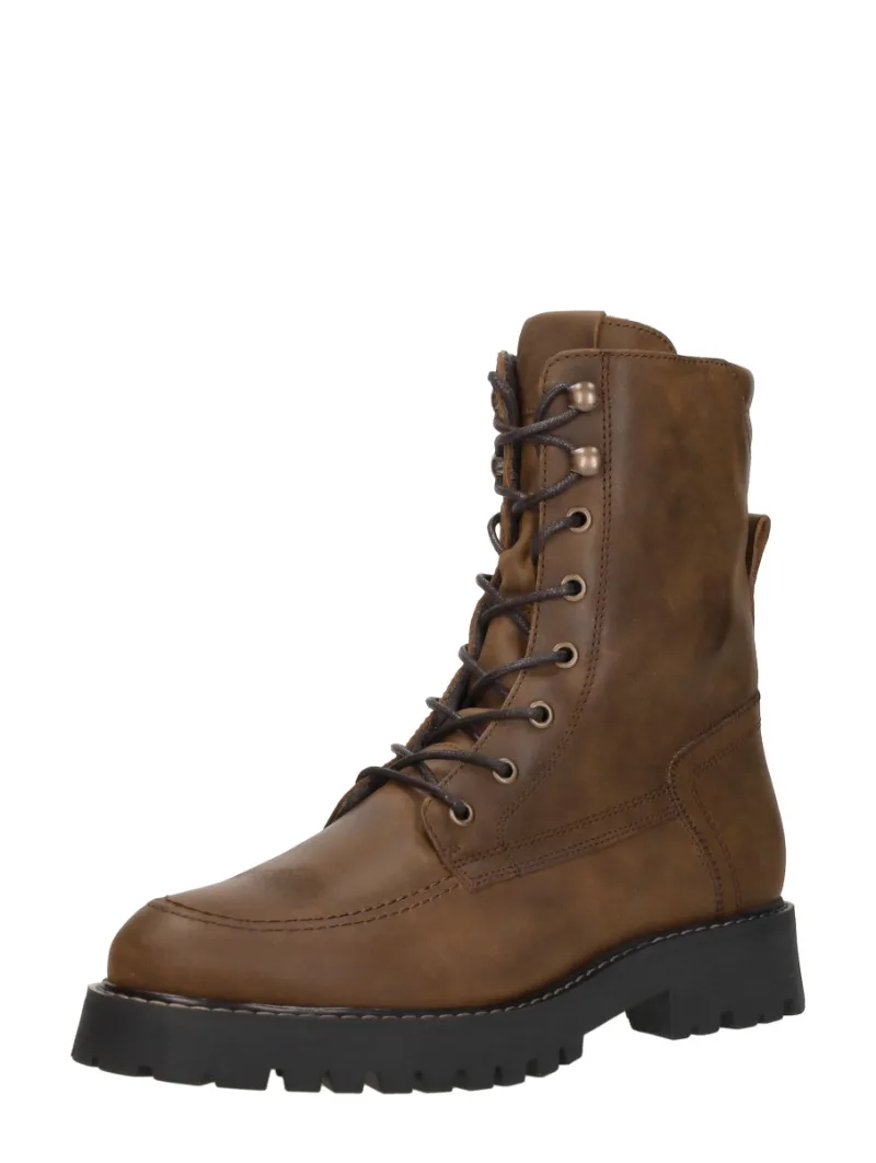 Sub55 Veterschoenen Hoog, hoge veterschoenen voor dames in cognac, foto 2 van 2