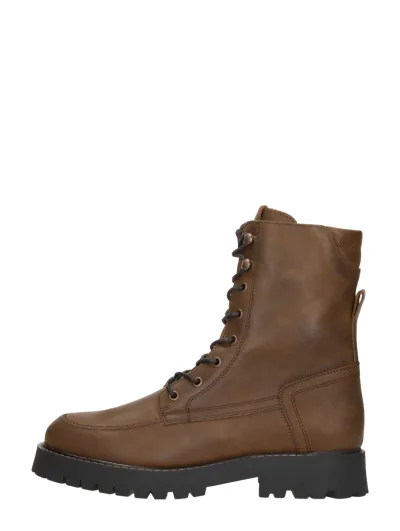 Sub55 Veterschoenen Hoog, hoge veterschoenen voor dames in cognac, foto 1 van 4