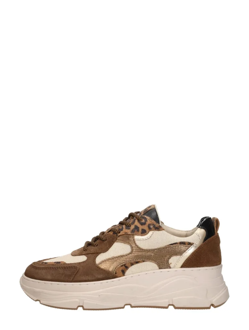 Sub55 Sneakers Laag, lage sneakers voor dames in donkerbruin