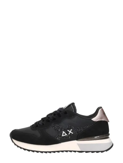 Sun68 Stargirl Glitter logo, lage sneakers voor dames in zwart, foto 1 van 4
