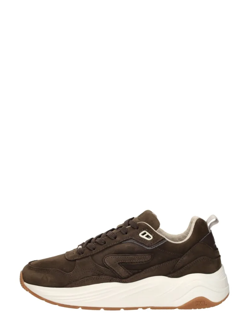 Hub Glide, lage sneakers voor dames in donkerbruin
