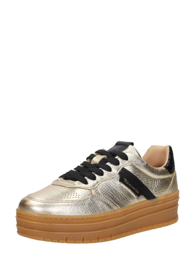 Tamaris Sneakers Laag, lage veterschoenen voor dames in goudkleur, foto 2 van 2